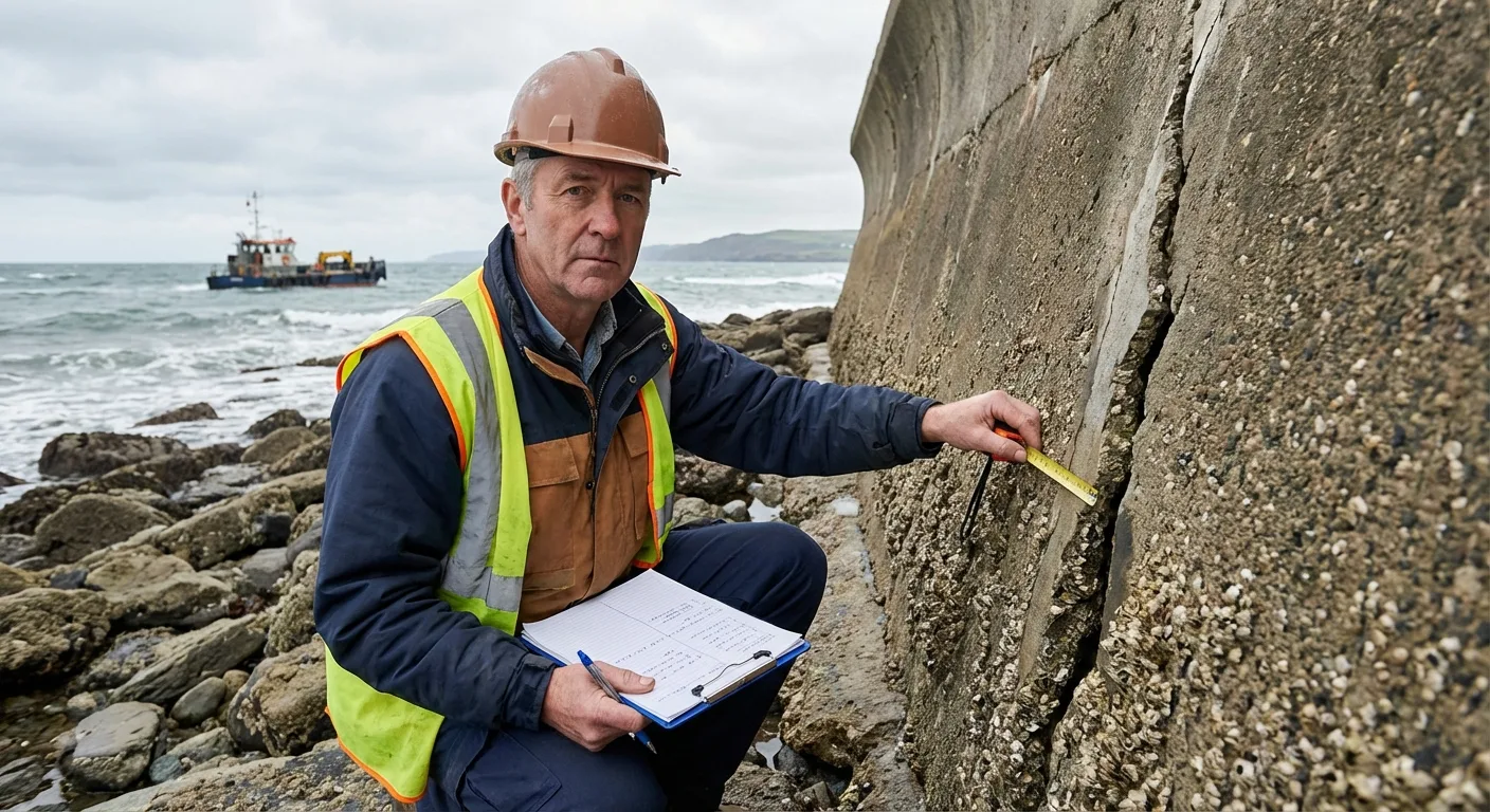 seawall inspection closeup Gulf Harbors FL